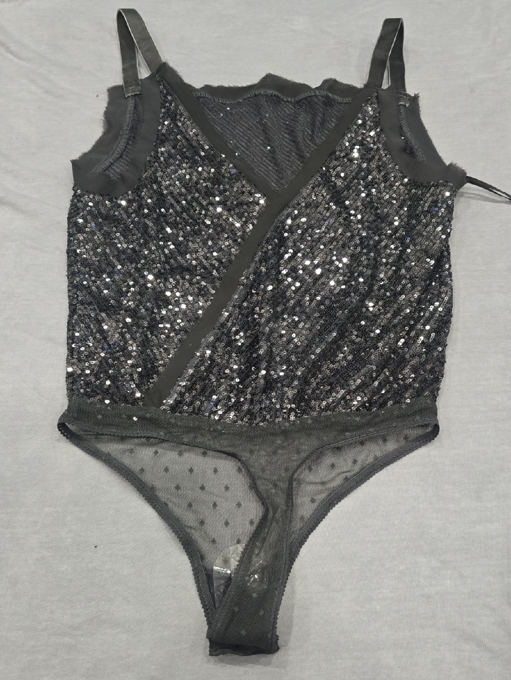 Free People Sequin Mesh Bodysuit - Black